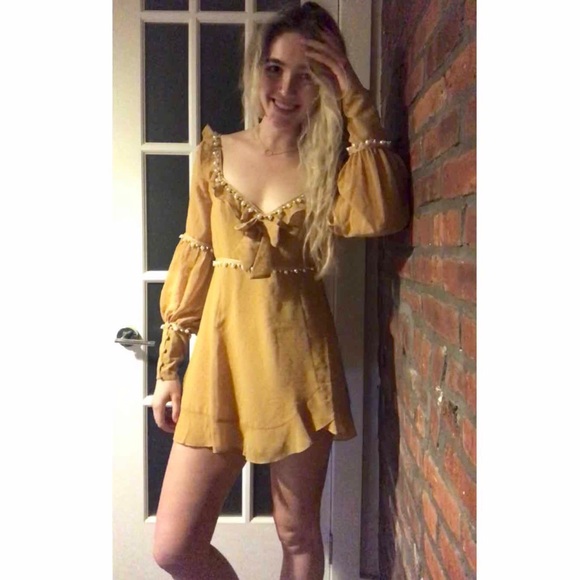For Love & Lemons Marquee Mini Dress Yellow - Picture 3 of 9